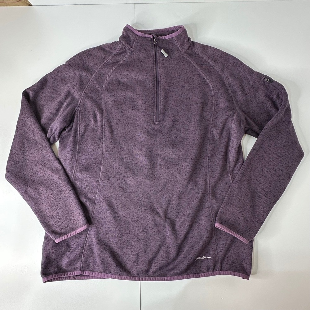 Eddie Bauer Fleece Pullover Heathered Purple Quarter Zip Jacket Gorpcore Sz 2XL - Picture 12 of 16